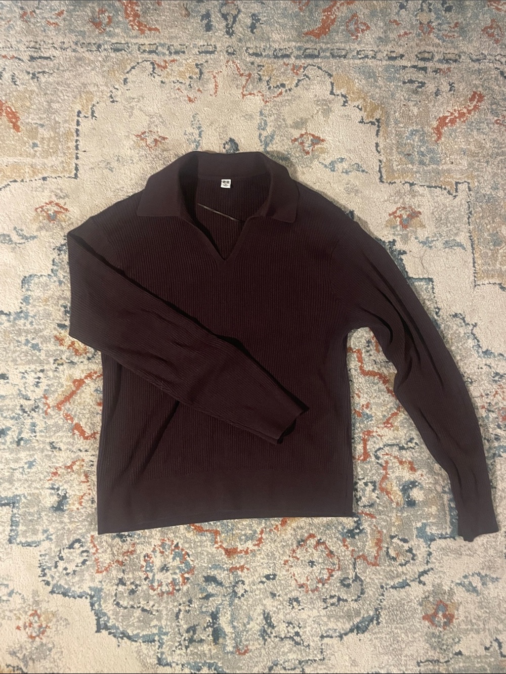 Uniqlo - Collared Ribbed Sweater - Dark Brown